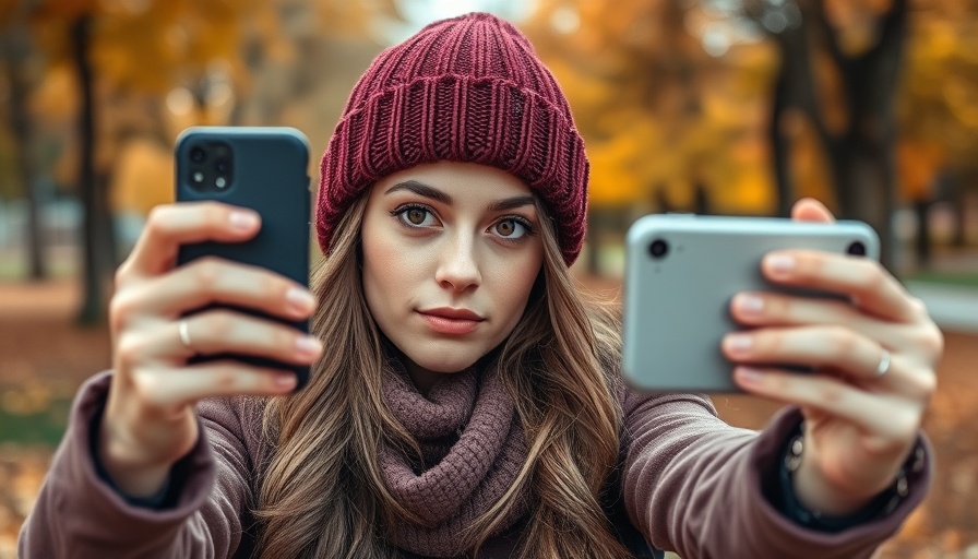 Woman taking selfie for Instagram Stories for local businesses.