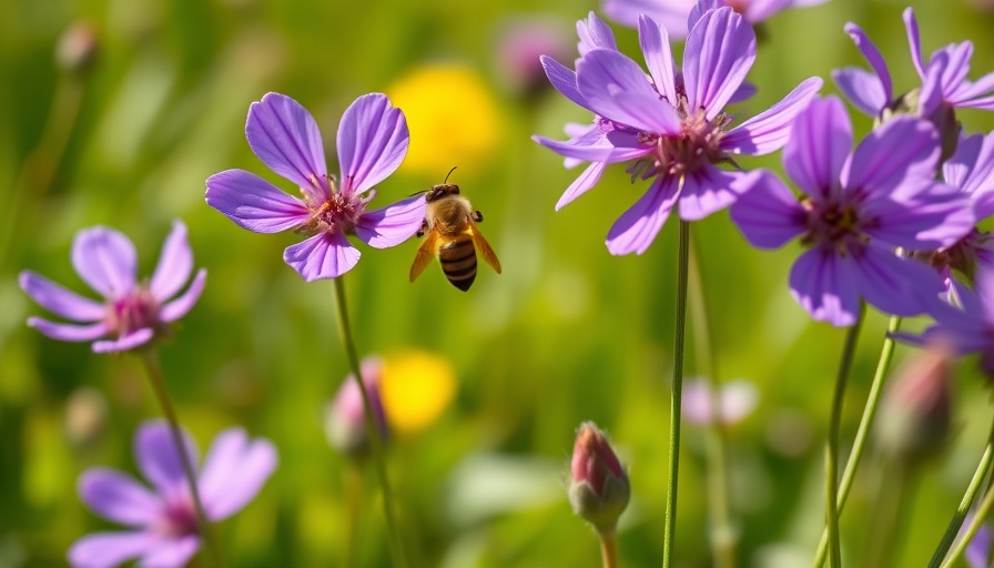 Summer of Simplicity: Bee on vibrant purple flowers in a meadow.