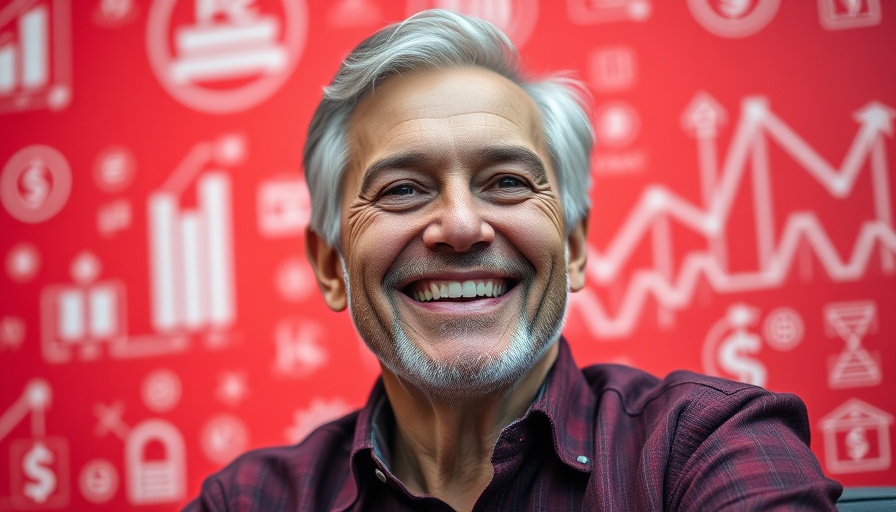 Gen X man on podcast cover discussing delayed retirement.