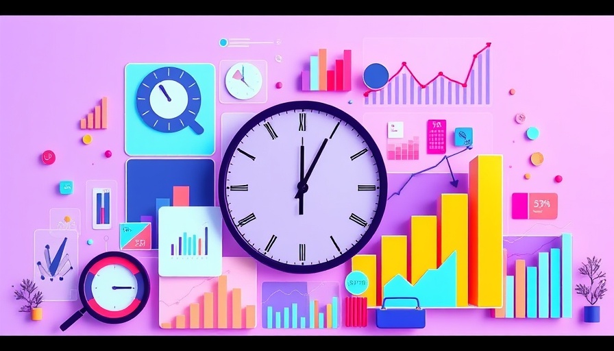 Bright Instagram analytics collage depicting best time to post with charts and clock.