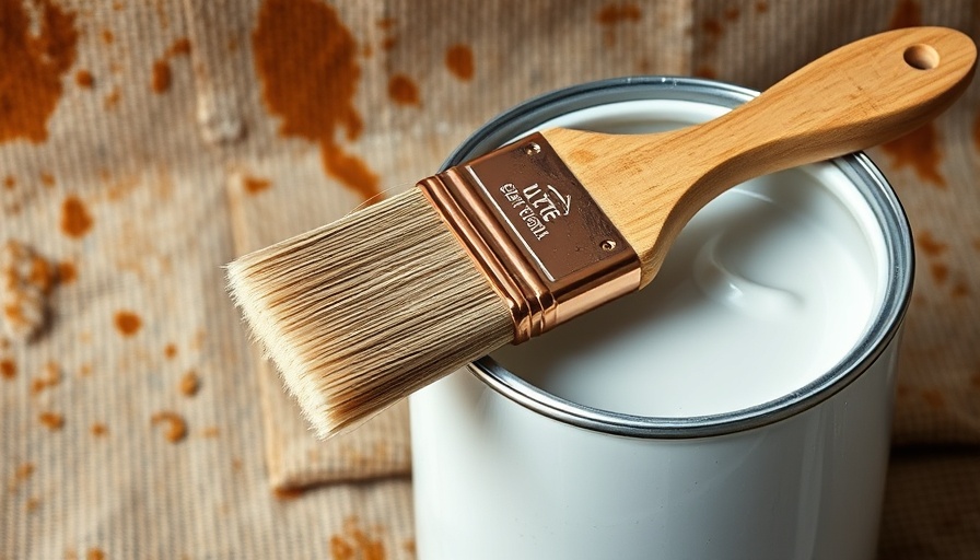 Close-up of paintbrush on a paint can for remodeling.