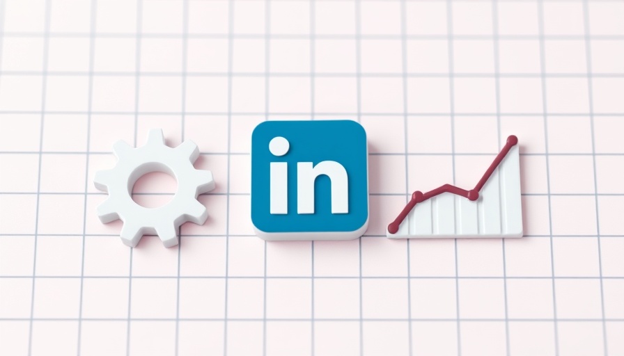 Minimalist graphic for scheduling LinkedIn posts with gear and chart icons