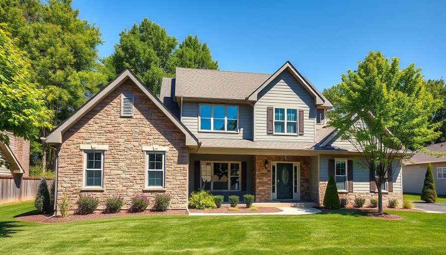 Buy a house with a 600 credit score: Modern suburban house, sunny day.