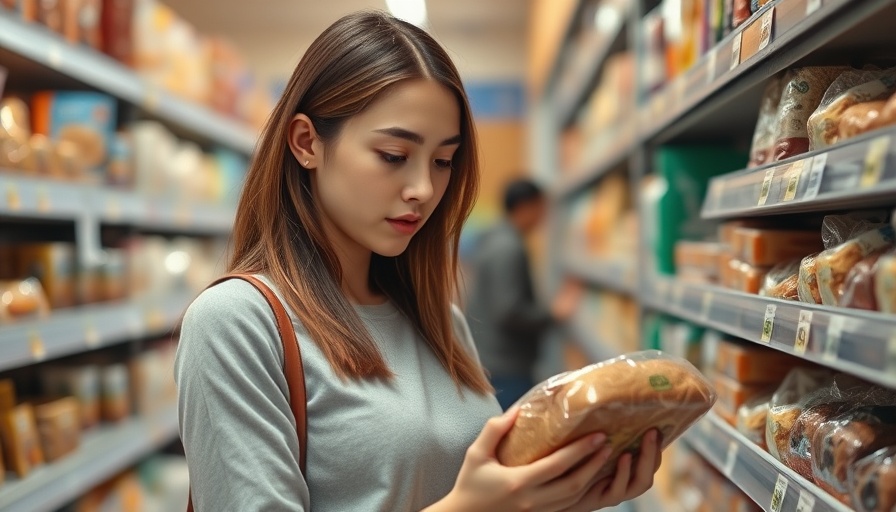 Focused woman examining bread in a store. Foods You May Never Want to Buy Again.