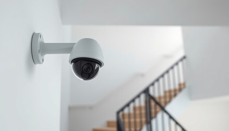 Modern security camera placement in new home overlooking staircase.