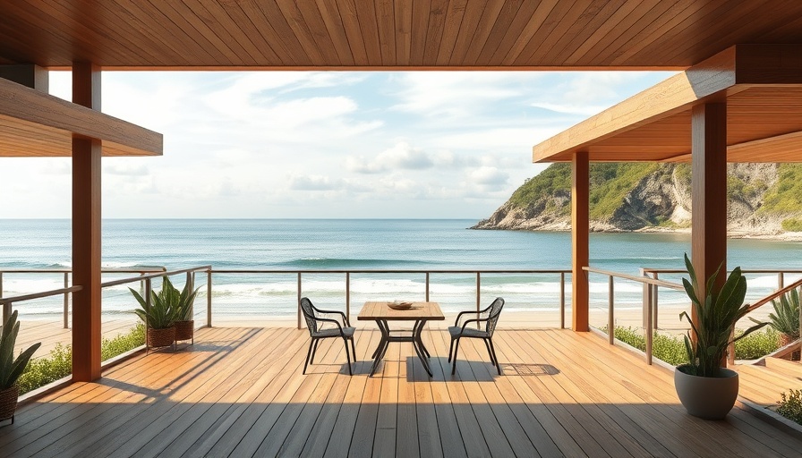 Modern deck facing the beach, promoting reduce waste when building a new deck.