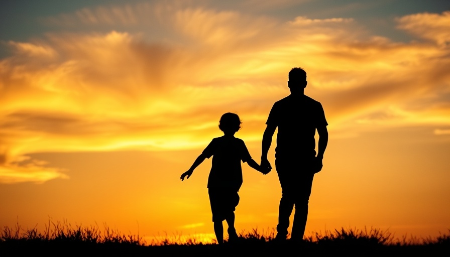 Father and child walking at sunset for DIY Daddy Day Camp for FIRE Parents.