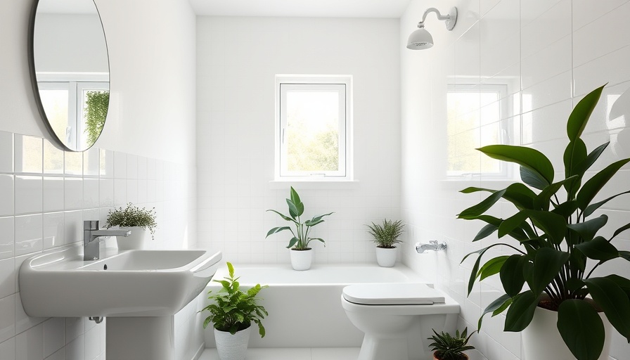 Estimates utility costs when buying a house: bright minimalist bathroom scene.