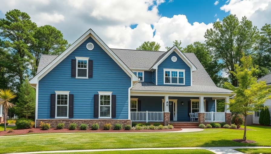 Home Inspection on New Construction: New suburban house with blue siding.