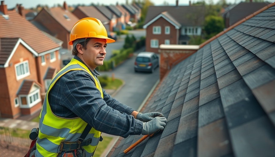 Roof repair in Maryland with a worker fixing shingles.