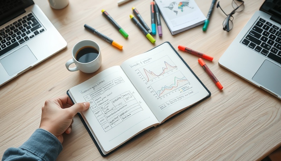 Workspace with notebook and coffee for goal setting strategies.