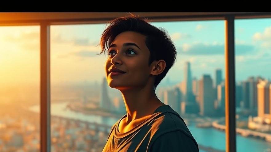 Contemplative person pondering effective money management strategies with a city view.