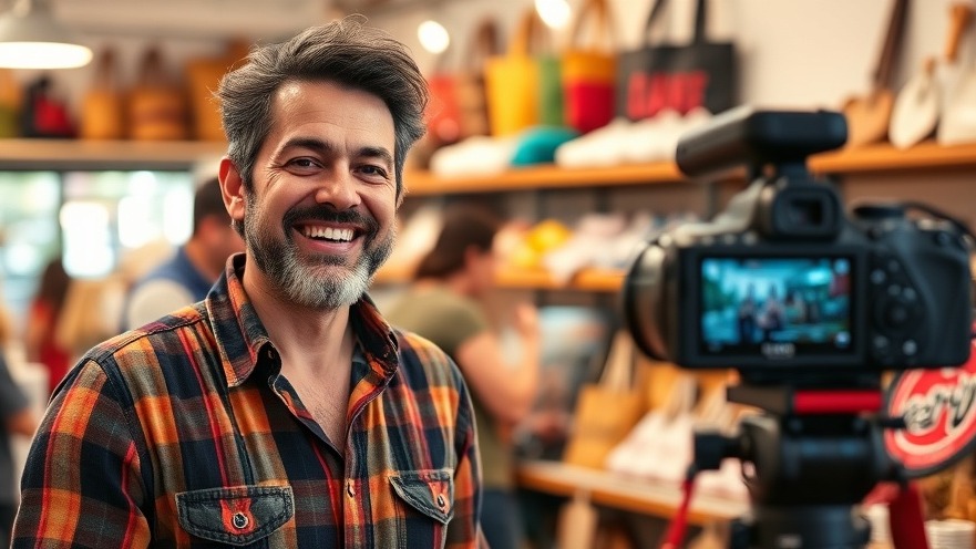 Local business owner uses video marketing to connect with customers, showcasing unique products.