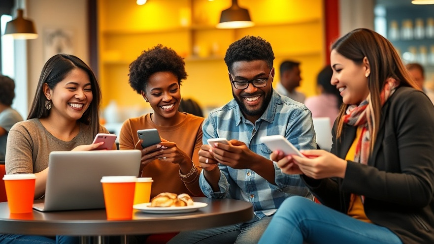 Personalized communication in a vibrant café, fostering joyful customer experiences.