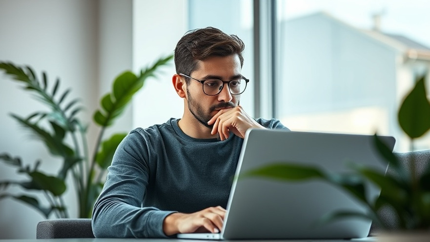 Young man exploring 401(k) investment options in a serene modern office.