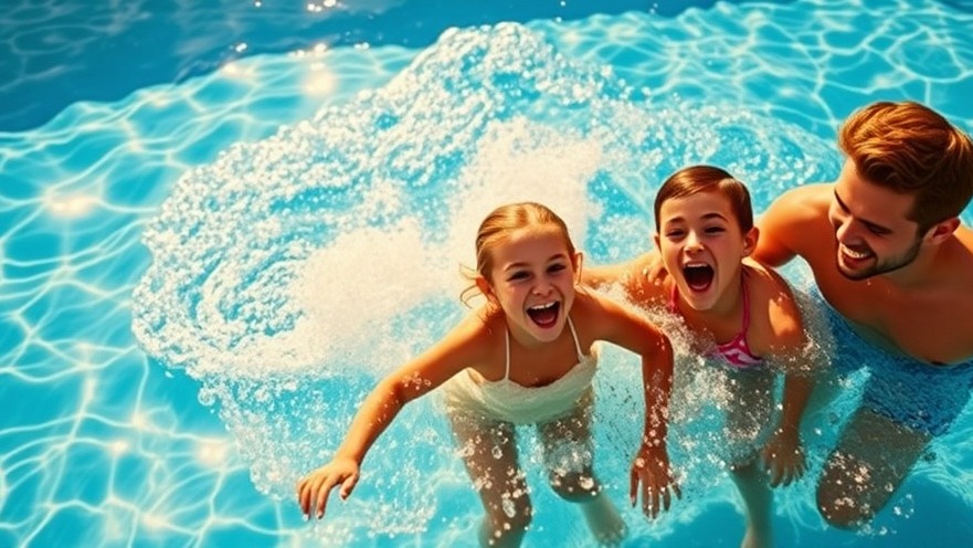 Family enjoying swimming pool maintenance amidst lush greenery in Maryland.