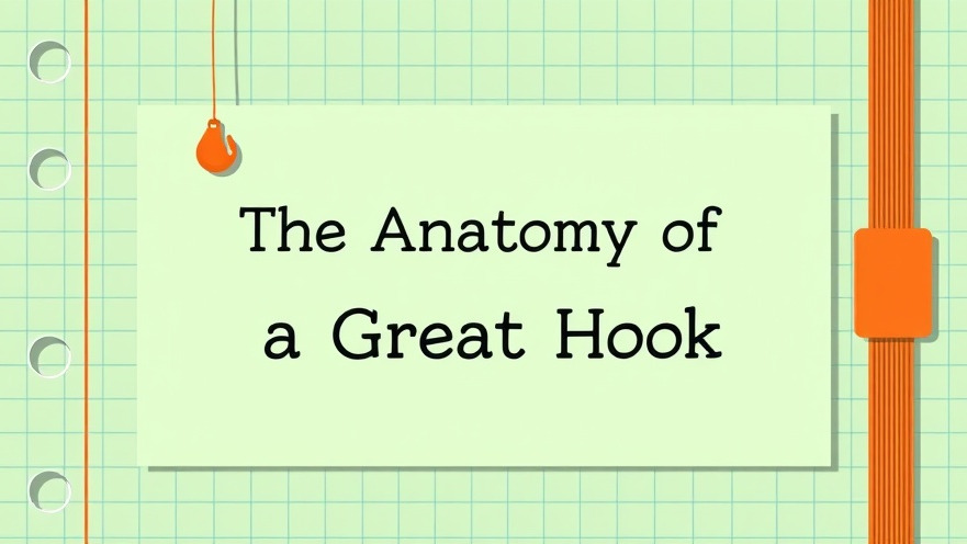 Minimalistic graphic titled 'The Anatomy of a Great Hook' for local business marketing.