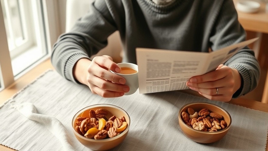 Cozy morning ritual with tea and healthy snacks for productive daily habits.