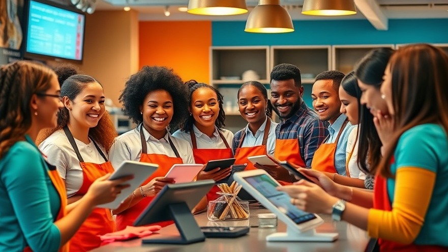 Hospitality staff using digital signage in hospitality to enhance customer engagement.