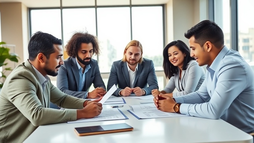 Diverse group discussing financial planning strategies in a modern office.