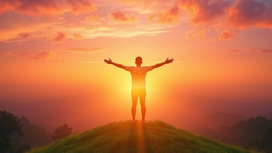 A person embracing the sunrise on a hill, symbolizing optimism and benefits of hope.