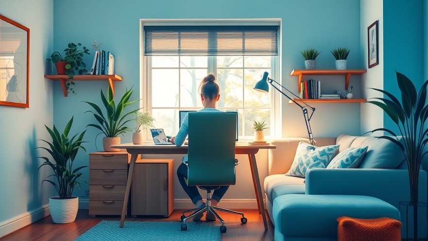 Cozy home office showcasing remote work opportunities with health benefits and work-life balance.