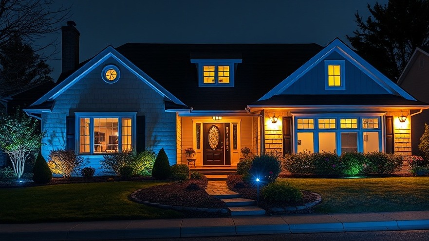 Charming suburban home with smart lighting solutions, showcasing vibrant outdoor upgrades.