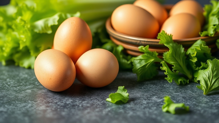 Healthy living essentials: hard-boiled eggs and fresh produce, showcasing protein-rich foods.