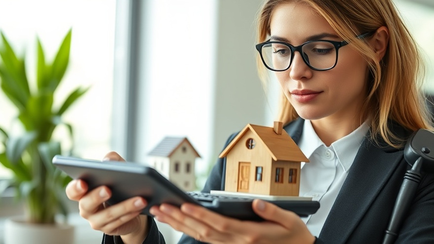Professional discussing primary residence exclusion, holding a model house and calculator.