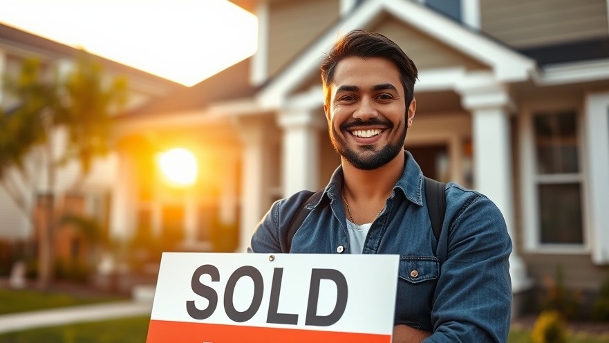 Confident individual with a 'Sold' sign in Maryland's housing market, showcasing real estate investment tips.