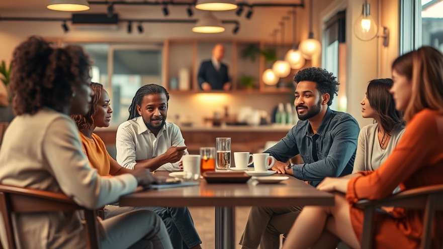 Diverse group in a cozy café, showcasing overcoming loneliness through community connection.