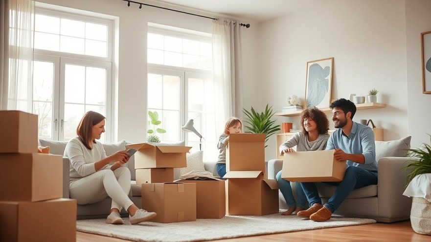 Happy family unpacking essentials in a cozy living room, embracing moving tips.