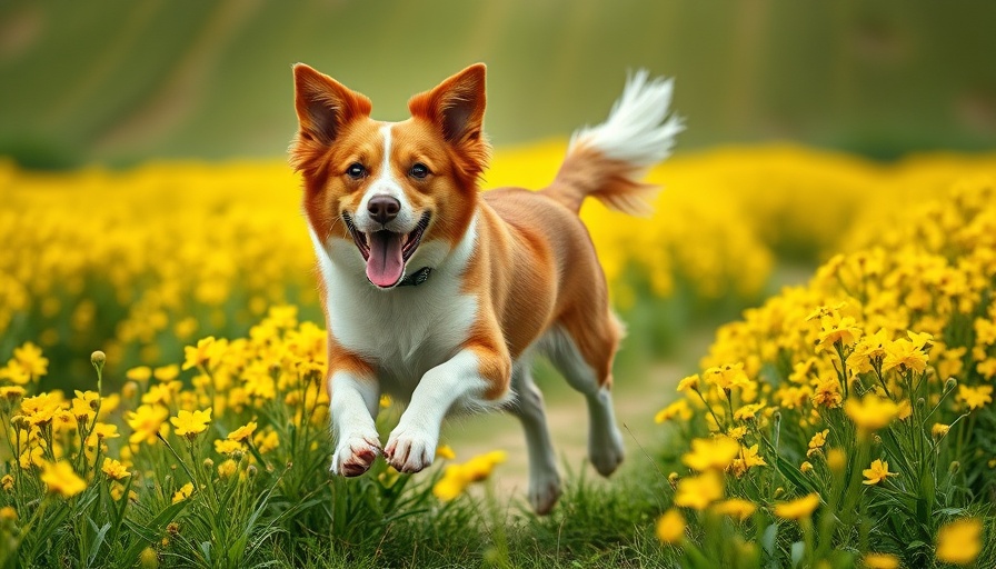 Energetic dog running in a field for mental stimulation.
