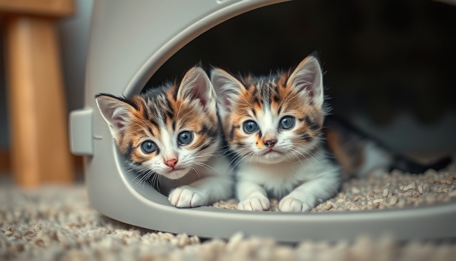 Adorable kittens in a litter box with natural kitty litter.