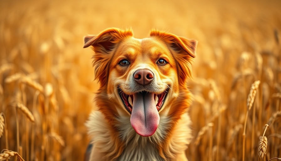Happy dog in a golden wheat field highlighting dental health myths.