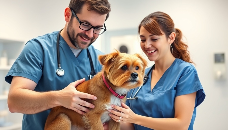 Veterinary technicians examining a dog, highlighting teamwork and care.