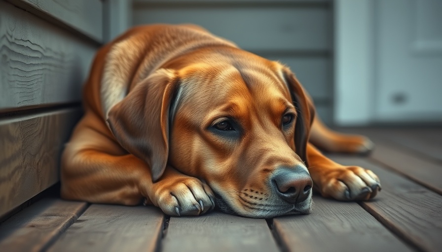 Signs your dog is sick: elderly labrador resting thoughtfully.