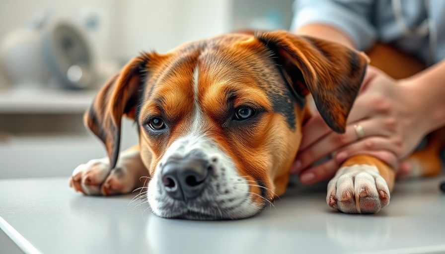 Ozone therapy session for dog with cancer, comforting care.