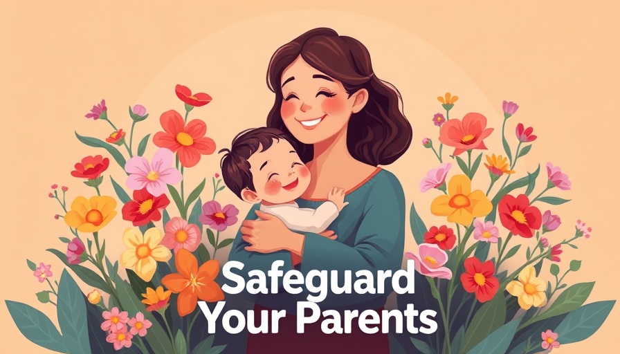 Illustration of caregiving strategies for aging parents concept.
