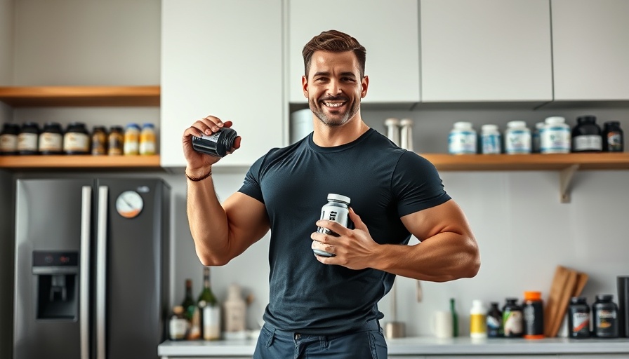 Muscular man holding supplements for natural testosterone support.