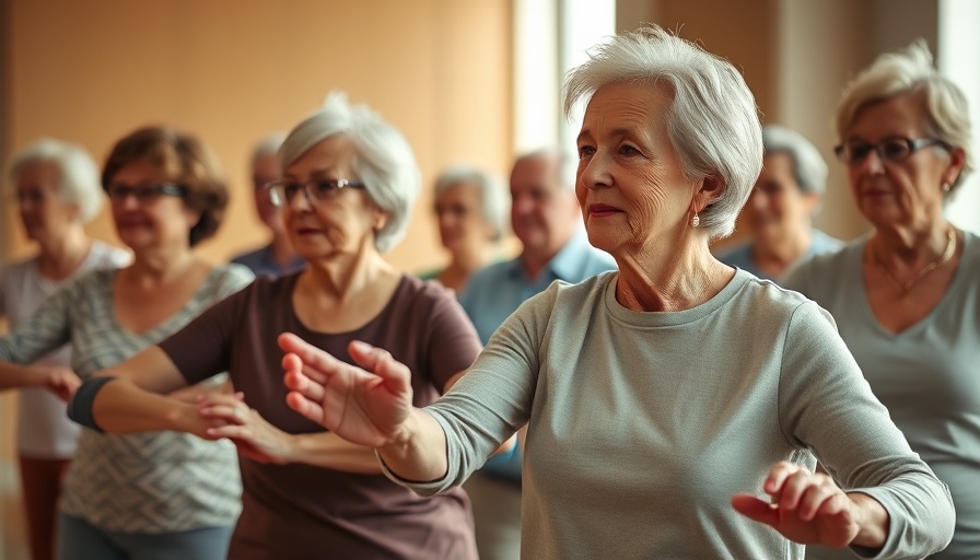 Elderly woman engaging in group exercise class, rebuilding social circles.
