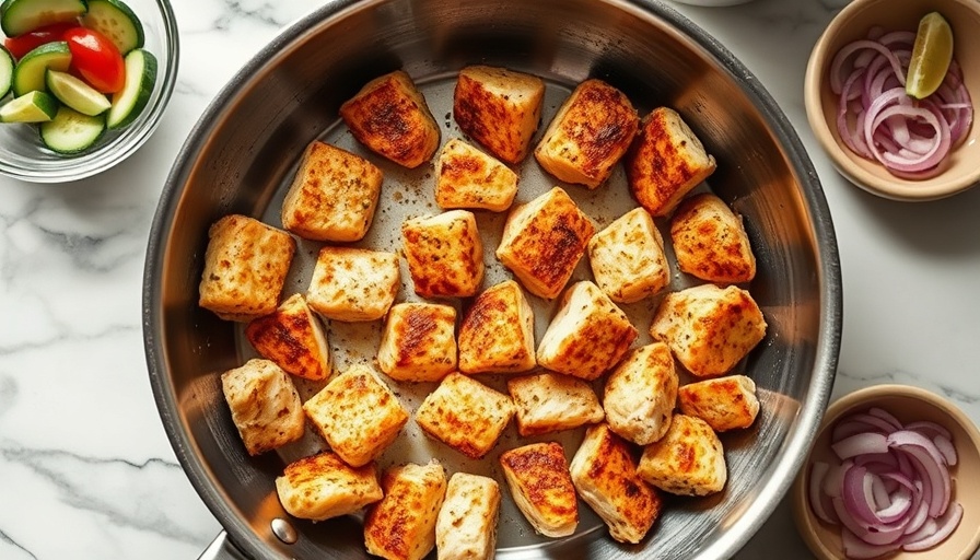 Delicious Greek chicken bites cooked in a skillet