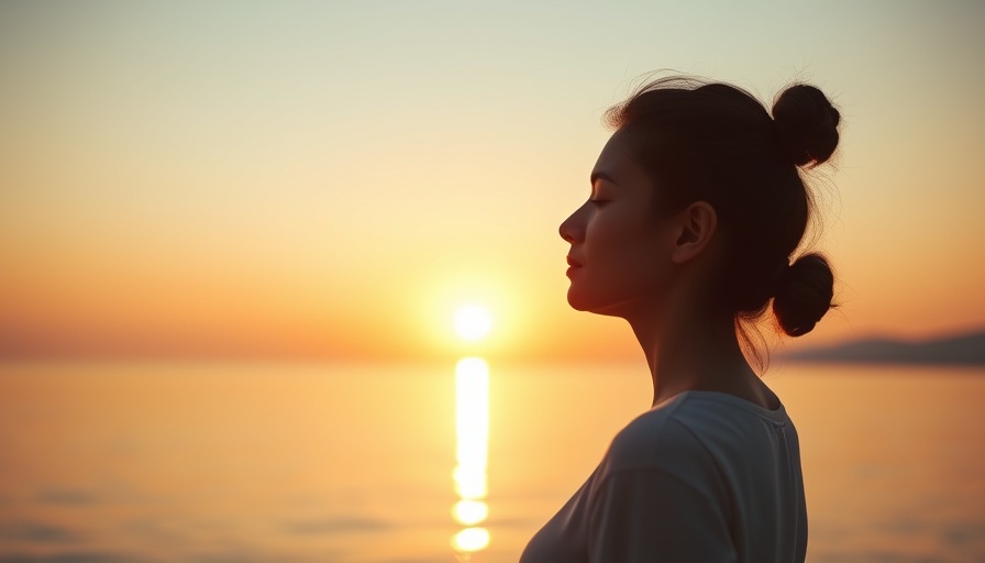 Awaken To Wellness Retreat announcement with meditating woman at sunrise.