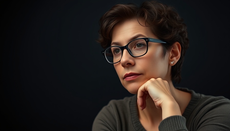 Thoughtful woman reflects against a dark background, YODA initiative for intergenerational unity.
