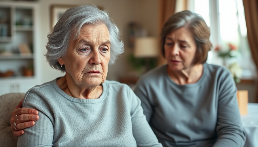 In-Home Caregivers Anxiety Seniors: Elderly woman comforted by caregiver.