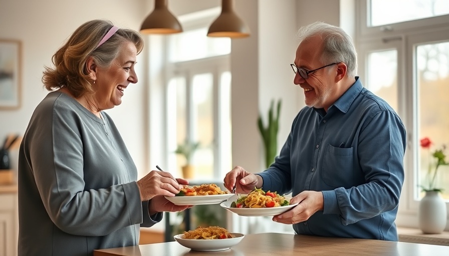 Nurse serving meal to senior couple, highlighting nutrition tips for seniors.