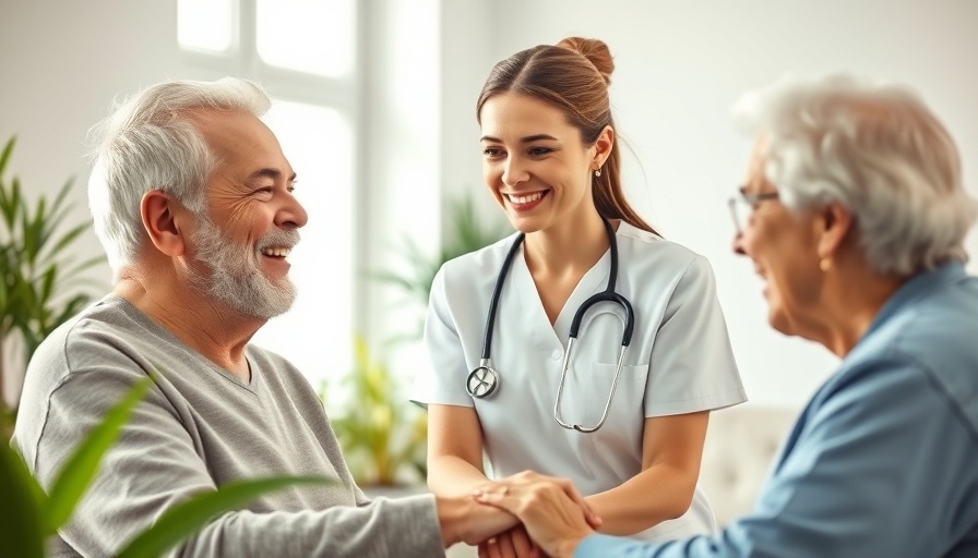 Caring nurse assisting elderly man at home