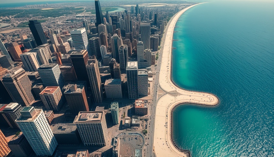 Aerial view of Chicago's Gold Coast near Lake Michigan.