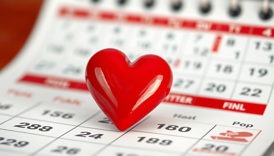 Red heart on calendar highlighting heart health awareness.