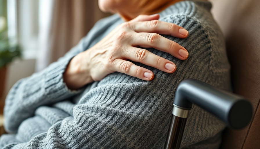 Elder receiving support with hand on shoulder, Parkinson's care.